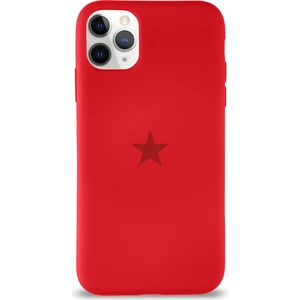 Kzy Apple iPhone 11 Pro ile Uyumlu Kapak Yıldız Logolu Içi Kadife Lansman Silikon Kılıf - Kırmızı