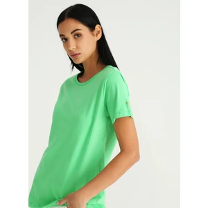Bisiklet Yaka Düz Yeşil Kadın T-Shirt TENGIZ