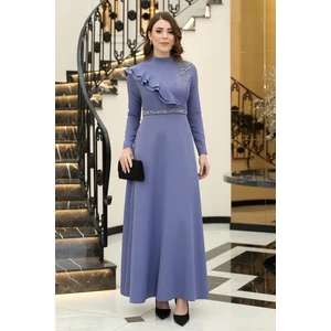 Elif Taşlı Tesettür Elbise Mavi