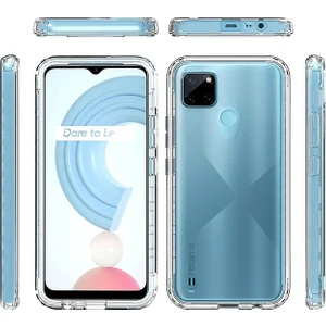 Realme C25Y Kılıf Ön Arka 360 Koruma Şeffaf Silikon