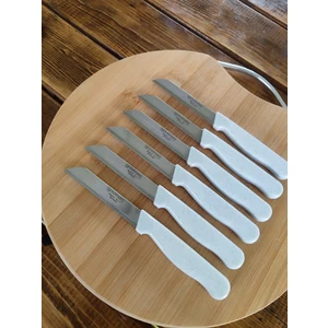 Beyaz Simli Mermer Tırtıklı Meyve Bıçağı 6'lı