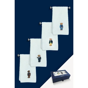 Teddy Bear Nakışlı 4 Parça El Havlusu ve Yüz Havlusu