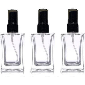 3 Adet 50 ml Cam Parfüm ve Kolonya Şişesi Siyah Valfli