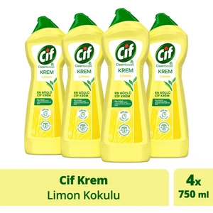 Krem Yüzey Temizleyici Limon Kokulu Yağ ve Kireç Sökücü Leke Çıkarıcı 750 ml X4