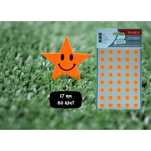 TNX-305 Flo Yıldız Turuncu Gülen  Etiketi 17 mm 80 Adet