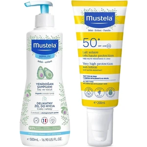 Tüm Aile İçin Spf 50+ Güneş Losyonu 200 ml + Mustela Yenidoğan Saç ve Vücut Şampuanı 500 ml