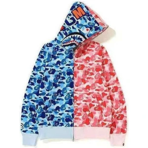 A3##bape Hoodies Bape Shark Hoodie Siyah Pembe (Yurt Dışından)