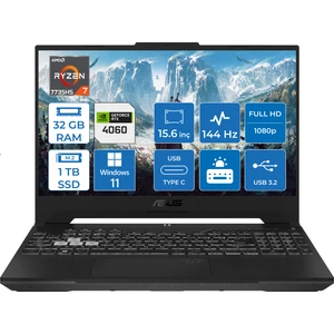 TUF Gaming A15 AMD Ryzen 7 7735HS 32 GB 1 TB SSD RTX4060 Windows 11 Home 15.6" FHD 144Hz Taşınabilir Bilgisayar FA507NV-LP03914