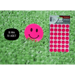TNX-329 Flo Daire  Pembe  Gülen  Etiketi 19 mm 70 Adet