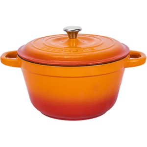 Döküm Yuvarlak Tencere Döküm Demir Kapak New Heritage Serisi Çap(Ø)26cm. - Turuncu