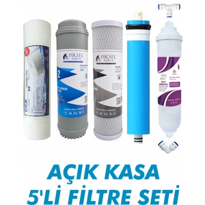 Alfa Dükkan Tüm Açık Kasa Su Arıtma Cihazları ile Uyumlu Çift Karbonlu 5'li Filtre Seti