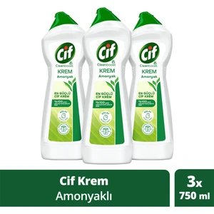 Krem Yüzey Temizleyici Amonyaklı Yağ ve Kireç Sökücü Leke Çıkarıcı 750 ml x3