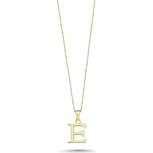 Online Takı Altın Sade E Harfi Kolye