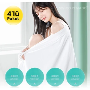Swico Remado Tek Kullanımlık Seyahat Havlusu Sıkıştırılmış Banyo Havlusu 4'lü Paket (Yurt Dışından)