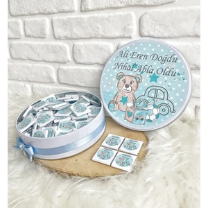 Bunnyball Chocolate 100 Adet İsme Özel Mavi Oyuncak Temalı Erkek Bebek Çikolata