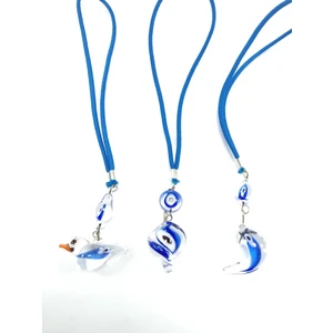 Araba Süsü Cam Nazar Boncuğu El Yapımı Kuş +Burgu +Yunus Üçlü Set Hediyelik Eşya