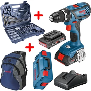 Gsr 18V-28 (2 x 2.0 Ah) Çift Akülü Vidalama + L-Boxx + Sırt Çantası + V-Line 103 Parça Uç Seti