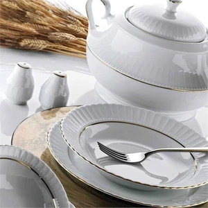 Kütahya Porselen Sedef Yaldızlı Çukur Yemek Tabağı 6'Lı 21 Cm