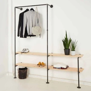Blbn Design Dekoratif Borudan Raf ve Askılık 150 cm