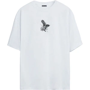 The Wert Unisex Kartal Baskılı Beyaz Oversize Tshirt