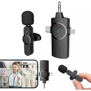 K9-C1 Wireless 3ın1 Kablosuz Type-C - Lightning 3,5mm Jak - Tekli Kablosuz Yaka Mikrofonu