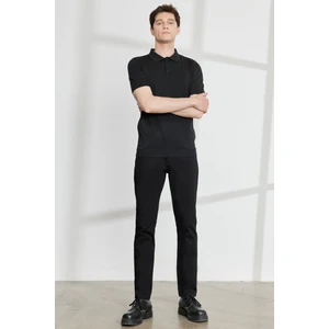 Altınyıldız Classics Erkek Siyah Slim Fit Dar Kesim 5 Cep Armürlü Esnek Pantolon