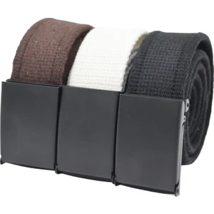 Taktikal Unisex Erkek  Kadın Genç Için 3'lü  Siyah Tokalı Siyah Beyaz Kahverengi Spor Kot Kanvas Bez Kemer