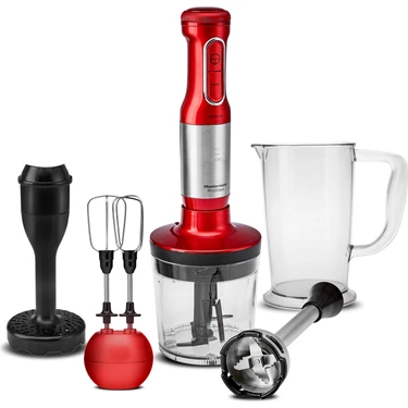 Karaca Mastermaid Prosteel Uzun Blender Ayaklı 6 Bıçaklı Blender Seti Red Inox 2000