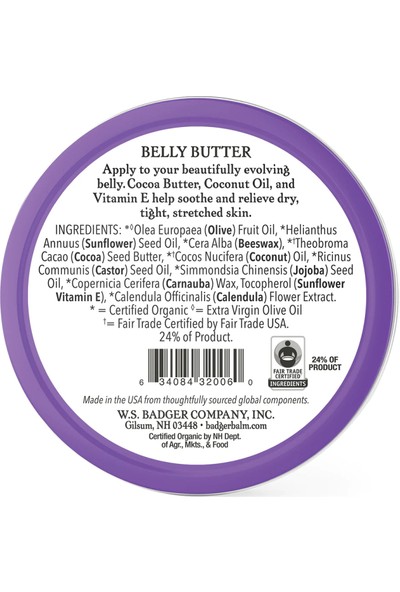 Badger Belly Butter Organik Karın Bölgesi Çatlak Kremi 56 g