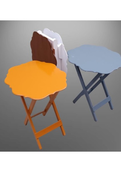 Çanta Zigon Sehpa Yonca Dörtlü Model Ahşap Mdf 4 Renk Ceviz, Hardal Beyaz ve Gri Renk Uyumu El Yapımı modelleri