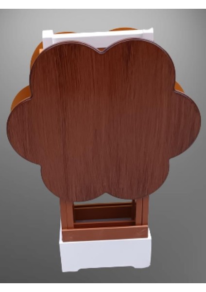 Çanta Zigon Sehpa Papatya Model Ikili Takım Ahşap Mdf Hardal ve Ceviz Renk Uyumu El Yapımı