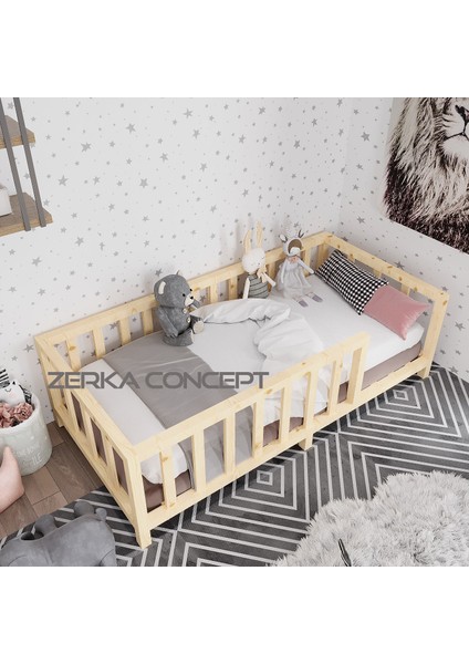 Akra Ithal Ladin Doğal Ahşap Montessori Karyola 80*180 cm fiyatları