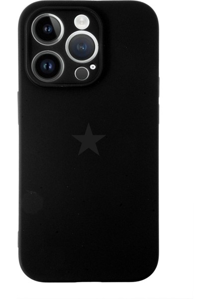 Apple iPhone 14 Pro Max ile Uyumlu Kapak Yıldız Logolu Kamera Korumalı Içi Kadife Lansman Silikon Kılıf - Siyah