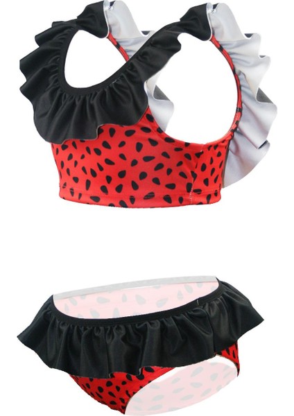 Fırfırlı Bikini Siyah Puantiyeli Kırmızı modelleri