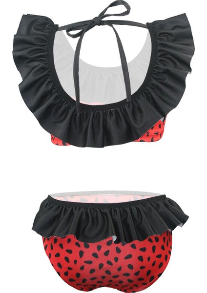 Fırfırlı Bikini Siyah Puantiyeli Kırmızı fiyatları