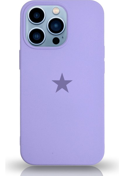 Apple iPhone 13 Pro Max ile Uyumlu Kapak Yıldız Logolu Içi Kadife Lansman Silikon Kılıf - Lila