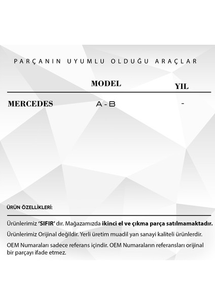 Mercedes A - B Için Sunroof Parçası