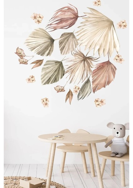 Boho Yapraklar Avangard Duvar Sticker Seti