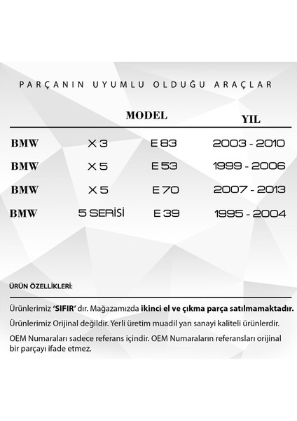 Bmw E39 E83 E53 E70 Için Panaromik Tavan Sunroof Tamir Seti - 6 Parça