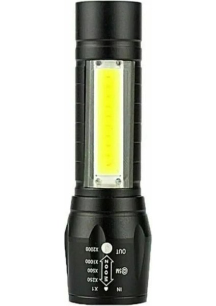 Güçlü 3000 Lumen 5W Cob LED USB Şarjlı El Feneri Avcılık,kamp Feneri Deprem Çantalık Fener