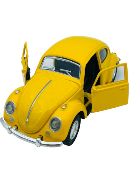 Popit Toys Metal Model Araba Kapıları Açılır Kapanır Çek Bırak Hareket Edebilen Klasik Vosvos Vw Beetle Sarı