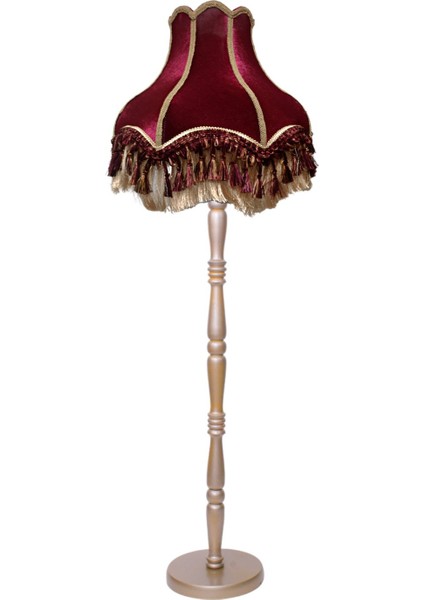 Bordo Vintage Lambader Kadife Kumaş Kaplama Ahşap Gold Kaplama Ayak LM0122