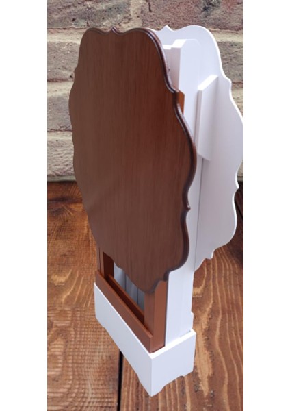 Çanta Zigon Sehpa Yonca Model Ikili Takım Ahşap Mdf Beyaz ve Ceviz Renk Uyumu El Yapımı modelleri