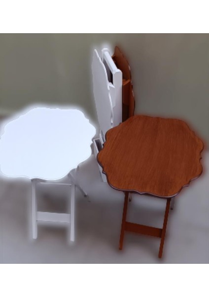 Çanta Zigon Sehpa Yonca Dörtlü Model Ahşap Mdf Ceviz ve Beyaz Renk Uyumu El Yapımı