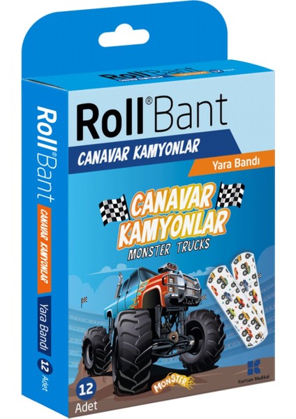 Bant Canavar Kamyonlar Yara Bandı 12 Adet + Prenses Deniz Kızı Yara Bandı 12 Adet