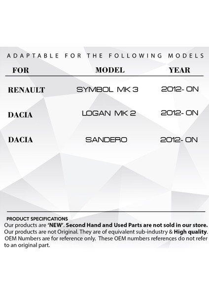 Alpha Auto Part Clio, Symbol, Dacia Sandero, Logan Için Ayna Sinyali Beyaz Sağ-Sol Set