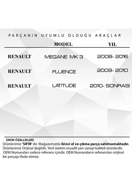 Alpha Auto Part Megane 3, Fluence Için Ayna Sinyali Beyaz Sağ- Sol Set