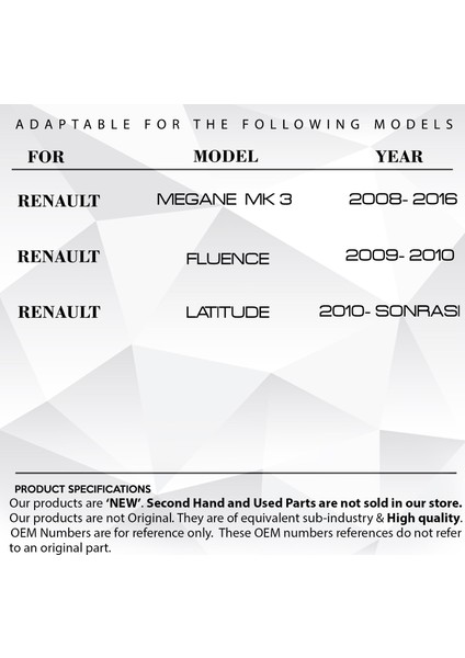 Alpha Auto Part Megane 3, Fluence Için Ayna Sinyali Beyaz Sağ- Sol Set