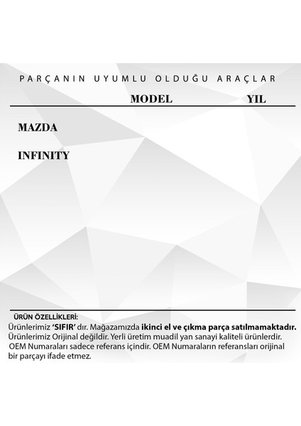 Alpha Auto Part Infiniti Için Yan Ayna Tamir Dişlisi- 50 Diş