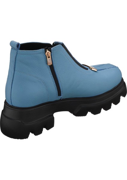 GS1313 Bebe Mavi Deri Kadın Bot Rahat Şık Hafif Eva Taban Extra Geniş Rahat Kalıp modelleri